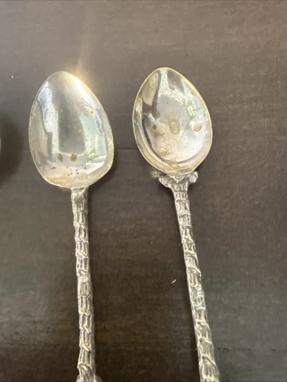 Set of 5 Montagnani Style Italy Figural Demitasse Spoons Ornate Vintage 7.75